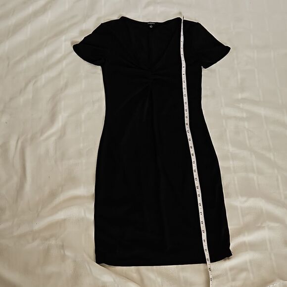 Ambianee Women's V-neck With Ruffled Bodycon Mini Dress Black Small - Picture 11 of 16